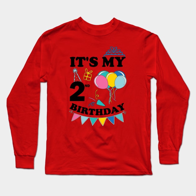 Kids It's My 2nd Birthday Celebrating two Years Long Sleeve T-Shirt by greatnessprint